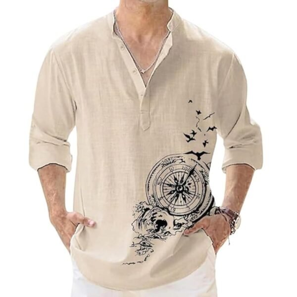 Men's Mandarin Collar Casual Cotton Short Kurta by DEELMO