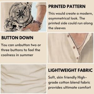 Men's Mandarin Collar Casual Cotton Short Kurta by DEELMO