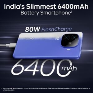 iQOO Neo 10R 5G (Raging Blue, 8GB RAM, 128GB Storage) | Snapdragon 8s Gen 3 Processor | India's Slimmest 6400mAh Battery Smartphone | Segment's Most Stable 90FPS for 5 Hours