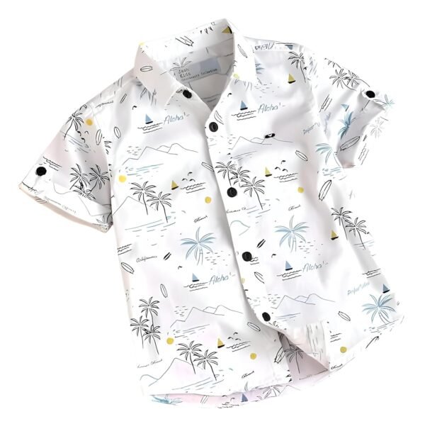Vikita Enterprise Printed Cotton Stylish Boys Shirts Regular Fit Hawaiian Tropical Printed Kids and Junior Boys Shirt 3652