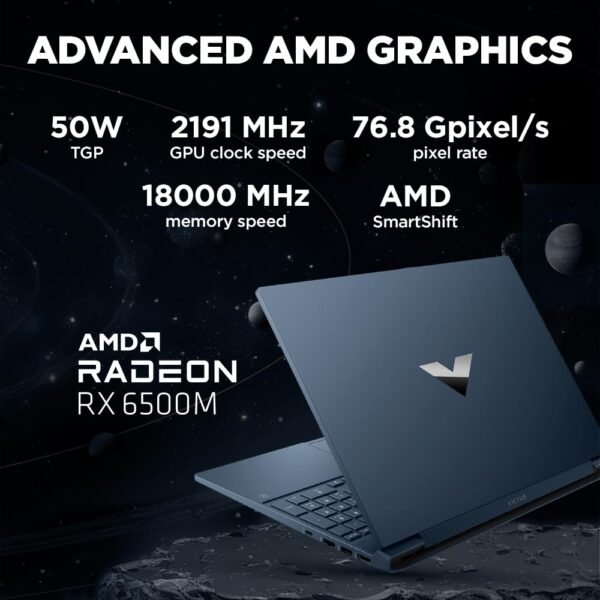 HP Victus Gaming Laptop, AMD Ryzen 5 5600H, AMD 4GB Radeon RX 6500M Graphics, 15.6-inch (39.6 cm), FHD, IPS, 8GB DDR4, 512GB SSD, Backlit KB, B&O (Win 11, Blue, 2.29 kg), fb0147AX, fb0184ax