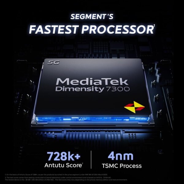 iQOO Z10x 5G (Ultramarine, 8GB RAM, 256GB Storage) | 6500 mAh Large Capacity Battery | Dimensity 7300 Processor