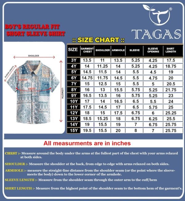 TAGAS Boy's Floral Regular Fit Shirt